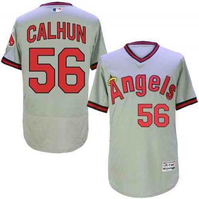 Angels of Anaheim #56 Kole Calhoun Grey Flexbase Authentic Collection Cooperstown Stitched MLB Jersey