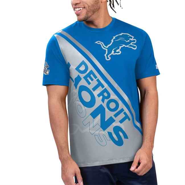 Men's Detroit Lions Blue/Silver Finish Line Extreme Graphic T-Shirt