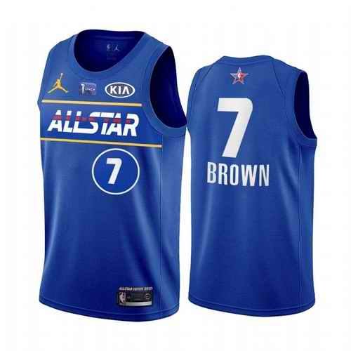 Men's 2021 All-Star Celtics #7 Jaylen Brown Blue Eastern Conference Stitched NBA Jersey