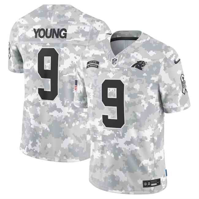 Men's Carolina Panthers #9 Bryce Young 2024 F.U.S.E Arctic Camo Salute to Service Limited Stitched Football Jersey