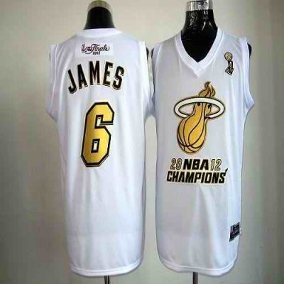 Heat #6 LeBron James White Majestic 2012 NBA Champions Stitched NBA Jersey