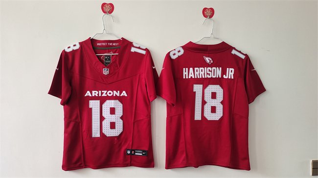 Women's Arizona Cardinals #18 Marvin Harrison Jr Red 2024 F.U.S.E Stitched Jersey(Run Small)