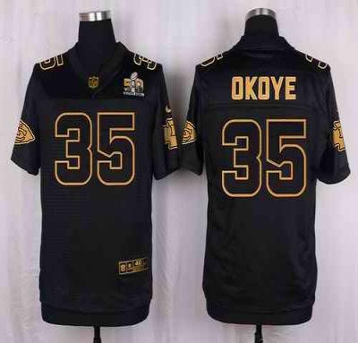 Nike Chiefs #35 Christian Okoye Black Men's Stitched NFL Elite Pro Line Gold Collection Jersey