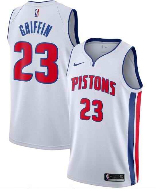 Men's Detroit Pistons #23 Blake Griffin White Association Edition Stitched Swingman Jersey