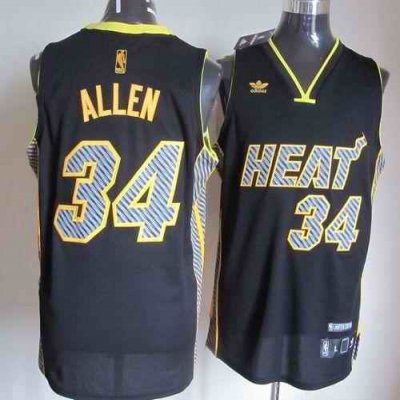 Heat #34 Ray Allen Black Electricity Fashion Stitched NBA Jersey