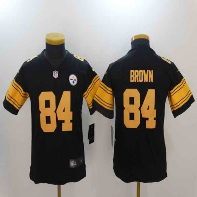 Youth Pittsburgh Steelers #84 Antonio Brown Black Limited Rush NFL Stitched Jersey