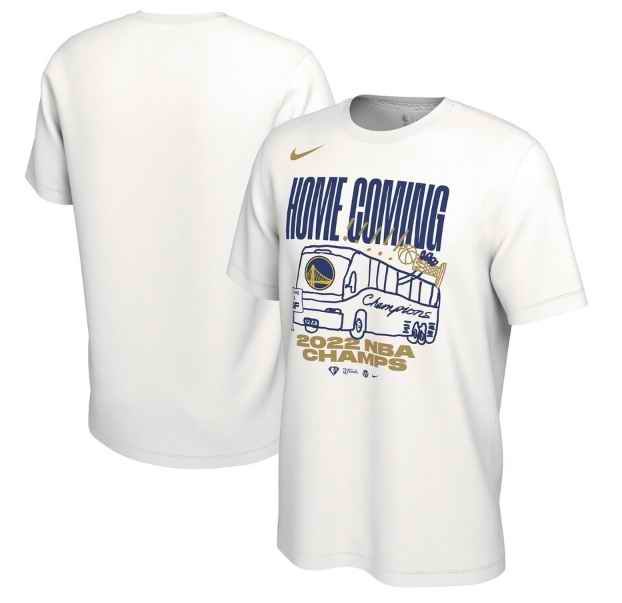 Men's Golden State Warriors 2021-2022 White NBA Finals Champions Celebration Parade T-Shirt