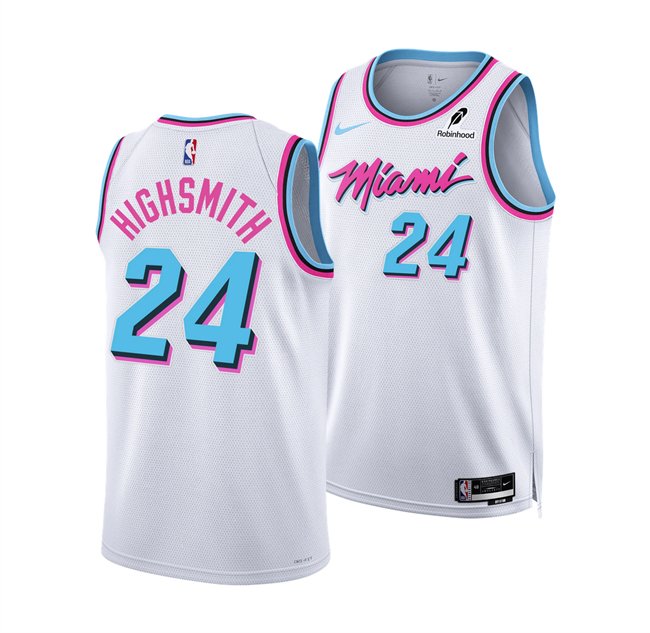 Men's Miami Heat #24 Haywood Highsmith White 2024/25 City Edition Stitched Basketball Jersey