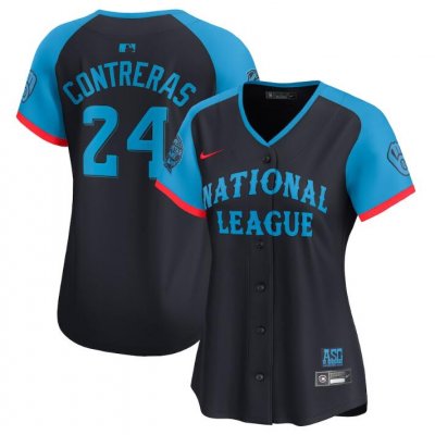 Women's National League #24 William Contreras Navy 2024 All-Star Limited Stitched Baseball Jersey(Run Small)