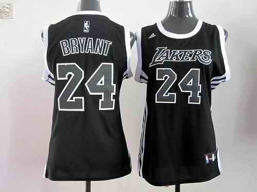 Lakers #24 Kobe Bryant Black/White Women's Fashion Stitched NBA Jersey