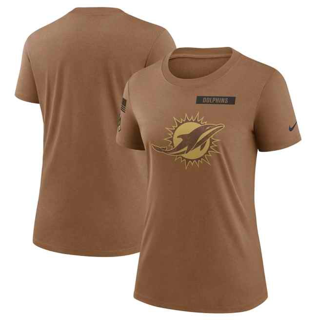 Women's Miami Dolphins 2023 Brown Salute To Service Legend Performance T-Shirt(Run Small)