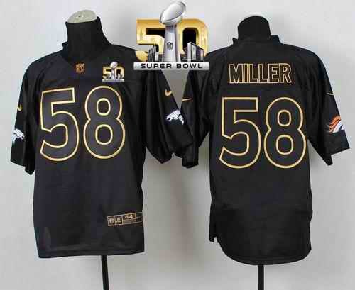 Nike Broncos #58 Von Miller Black Gold No. Fashion Super Bowl 50 Men's Stitched NFL Elite Jersey