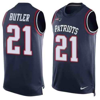 Nike Patriots #21 Malcolm Butler Navy Blue Team Color Men's Stitched NFL Limited Tank Top Jersey