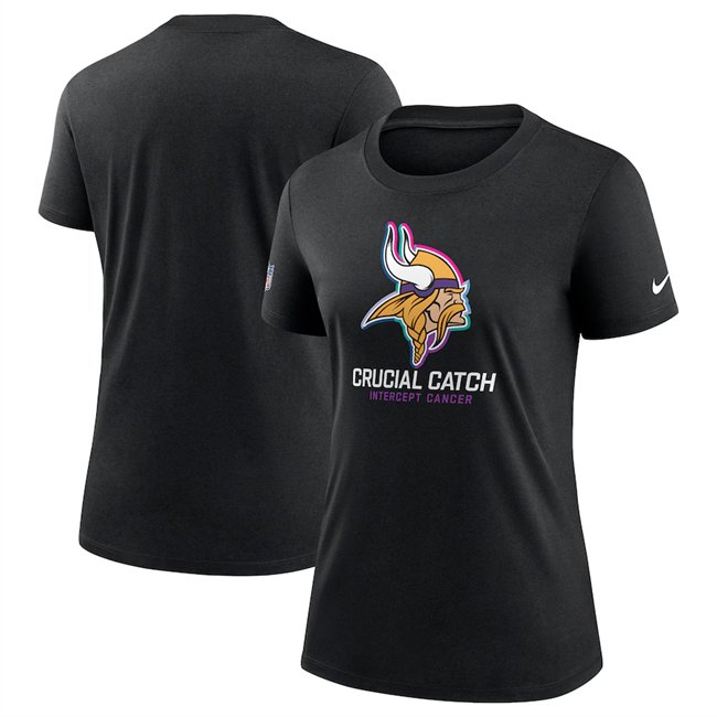 Women's Minnesota Vikings Black 2024 Crucial Catch T-Shirt(Run Small)