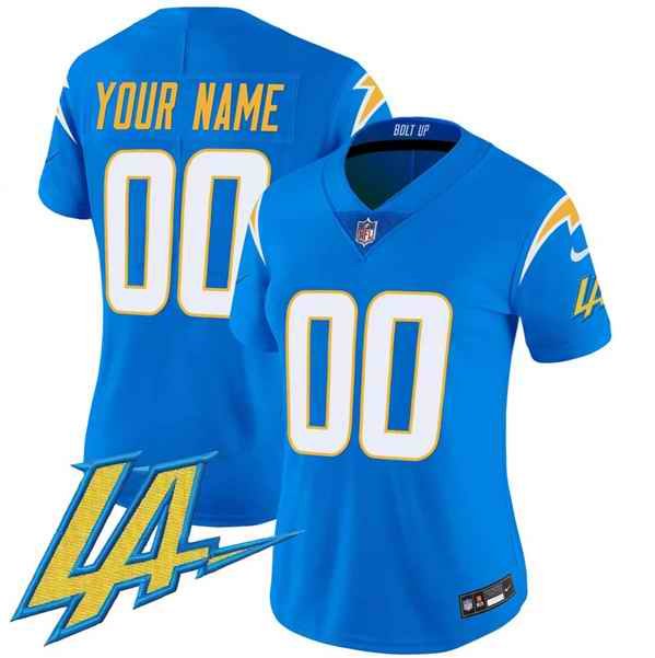 Women's Los Angeles Chargers Customized Powder Blue 2024  V2 Limited Stitched Football Jersey(Run Small)