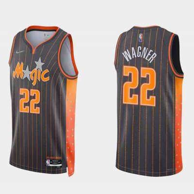 Men's Orlando Magic #22 Franz Wagner 2021/22 City Edition Black 75th Anniversary Stitched Swingman Jersey