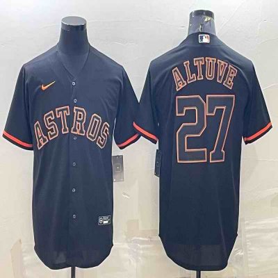 Men's Houston Astros #27 Jose Altuve Black Cool Base Stitched Jersey