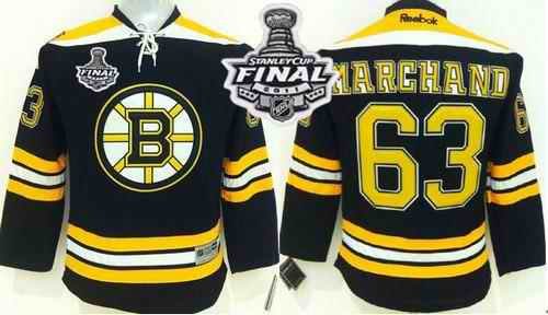 Bruins #63 Brad Marchand Black 2011 Stanley Cup Finals Patch Stitched Youth NHL Jersey