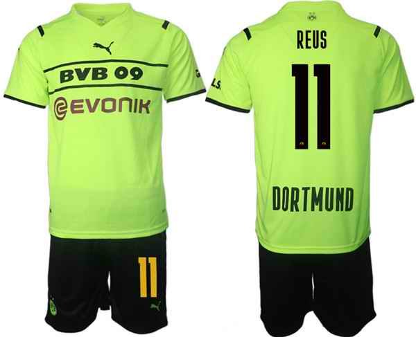 Men's Borussia Dortmund #11 Marco Reus 2021/22 Green PUMA Cup Soccer Jersey Suit