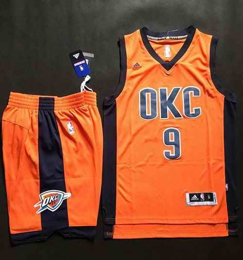 Thunder #9 Serge Ibaka Orange Alternate A Set Stitched NBA Jersey