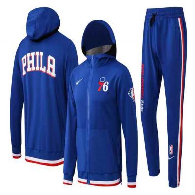 Men's Philadelphia 76ers 75th Anniversary Royal Performance Showtime Full-Zip Hoodie Jacket And Pants   Suit