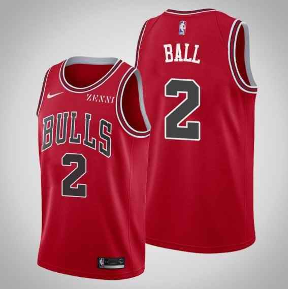 Men's Chicago Bulls #2 Lonzo Ball Red Stitched Basketball Jersey