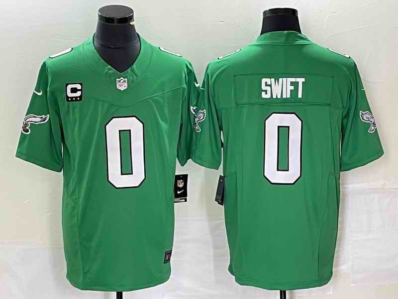 Men's Philadelphia Eagles #0 D'andre Swift Green 2023 F.U.S.E. With 3-star C Patch Vapor Untouchable Stitched Football Jersey