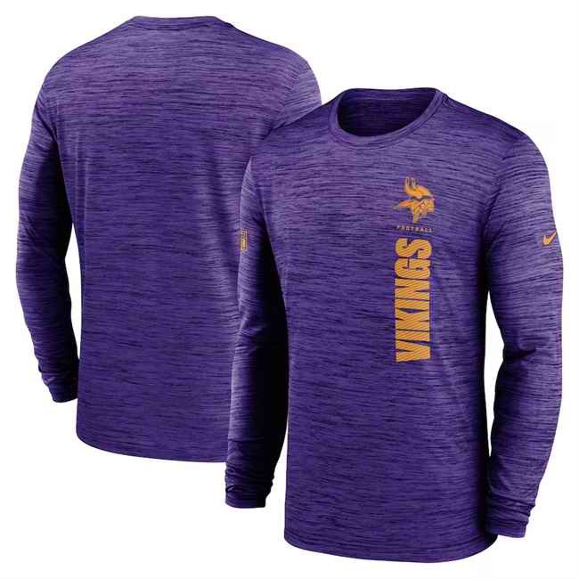 Men's Minnesota Vikings Purple 2024 Sideline Team Velocity Performance Long Sleeve T-Shirt