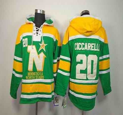 Stars #20 Dino Ciccarelli Green Sawyer Hooded Sweatshirt Stitched NHL Jersey