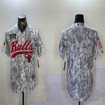 Men's Chicago Bulls Blank 2024 Arctic Camo Salute to Service Stitched Baseball Jersey