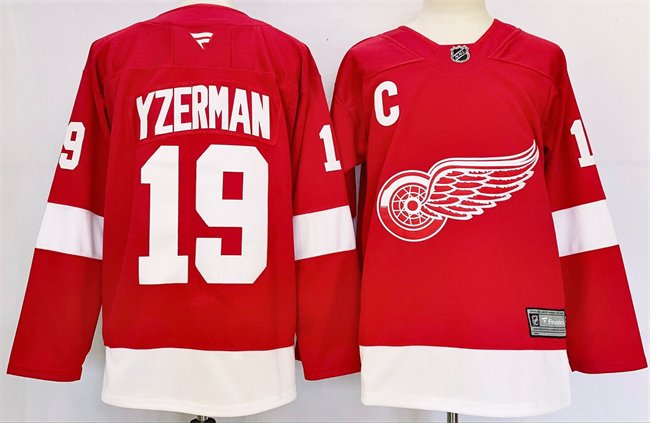 Men's Detroit Red Wings #19 Steve Yzerman Red 2024-25 Stitched Jersey