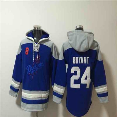 Men's Los Angeles Dodgers Front #8 Back #24 Kobe Bryant Blue Ageless Must-Have Lace-Up Pullover Hoodie