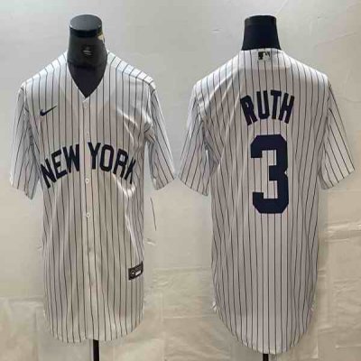 Men's New York Yankees #3 Babe Ruth White Cool Base Stitched Baseball Jersey