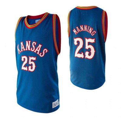 Men's Kansas Jayhawks #25 Danny Manning Blue Basketball Stitched NCAA Jersey