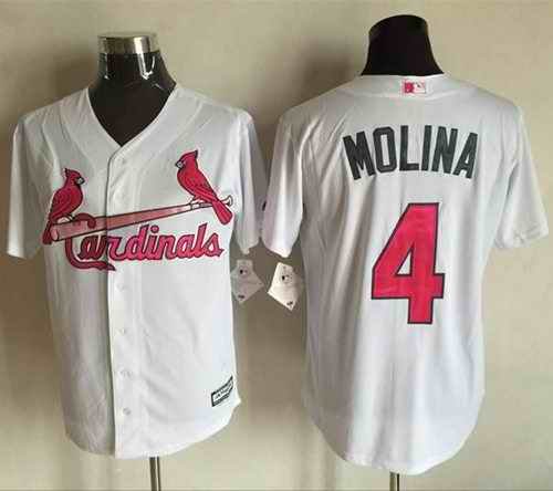 Cardinals #4 Yadier Molina White New Cool Base 2016 Mother's Day Stitched MLB Jersey