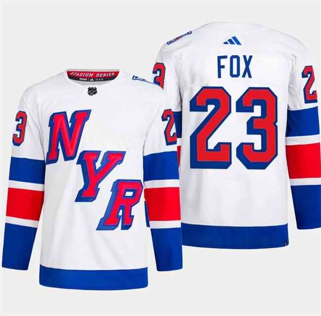 Men's New York Rangers #23 Adam Fox White 2024 Stadium Series Stitched Jersey