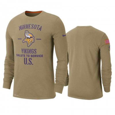 Men's Minnesota Vikings Tan 2019 Salute to Service Sideline Performance Long Sleeve Shirt