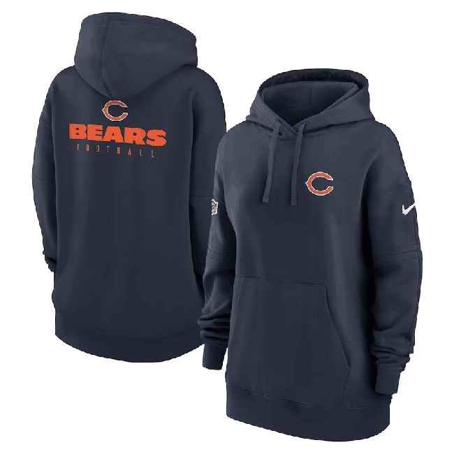 Women's Chicago Bears Navy Sideline Club Fleece Pullover Hoodie(Run Small)