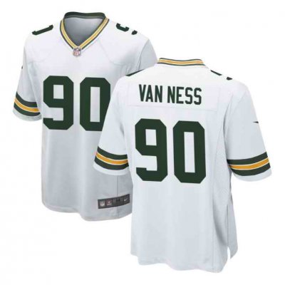 Men's Green Bay Packers #90 Lukas Van Ness White Stitched Game Jersey