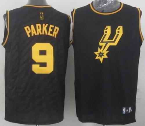 Spurs #9 Tony Parker Black Precious Metals Fashion Stitched NBA Jersey