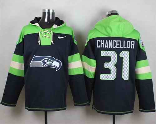 Nike Seahawks #31 Kam Chancellor Steel Blue Player Pullover NFL Hoodie