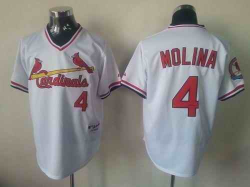 Cardinals #4 Yadier Molina White 1982 Turn Back The Clock Stitched MLB Jersey