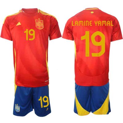 Men's Spain Team #9 Gavi 2024-25 Red Home Soccer Jersey Suit