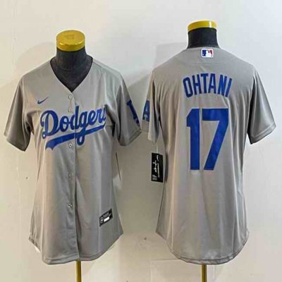 Women's Los Angeles Dodgers #17 Shohei Ohtani Grey Stitched Jersey(Run Small)