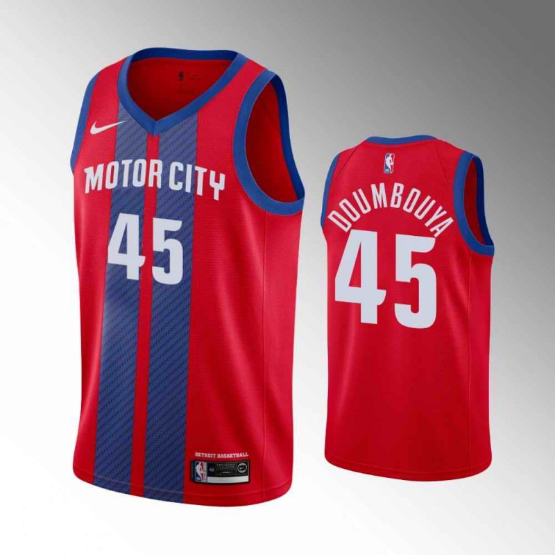 Men's Detroit Pistons #45 Sekou Doumbouya Red Stitched Jersey