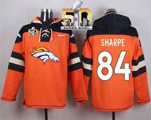 Nike Broncos #84 Shannon Sharpe Orange Super Bowl 50 Player Pullover NFL Hoodie