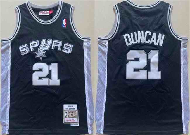 Youth Spurs #21 Tim Duncan Black Stitched Jersey