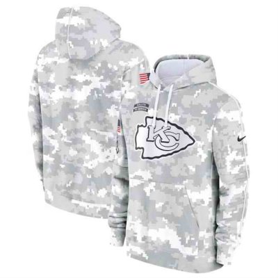 Youth Kansas City Chiefs 2024 White/Gray Salute To Service Pullover Hoodie