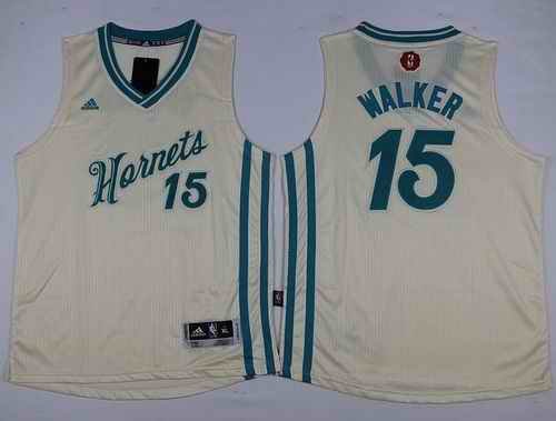 Hornets #15 Kemba Walker Cream 2015-2016 Christmas Day Stitched Youth NBA Jersey