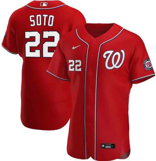 Men's Washington Nationals #22 Juan Soto Red Flex Base Stitched Jersey